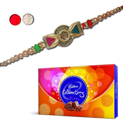 "Zardosi Rakhi - ZR-5450 A (Single Rakhi), Cadbury Celebrations - Click here to View more details about this Product